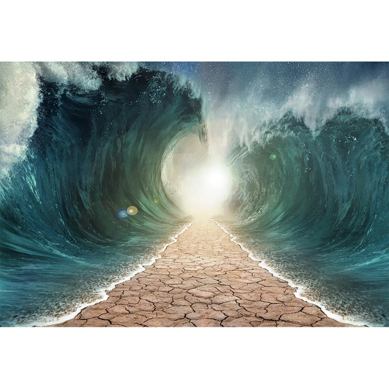 Baocicco 9x6ft Moses Divided Sea Pathway Backdrops Photography Background Judaism Catholic Christian Church Religion Backdrop Holiday Holy Day Festival Religious Belief Easter Portrait Photo Studio - Image 1